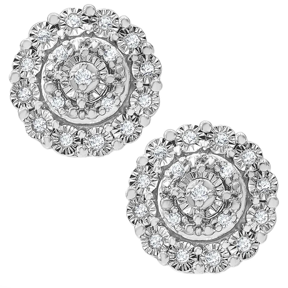 Brilliant Diamonds 1/10 Carat TW Diamond Halo Stud Earrings